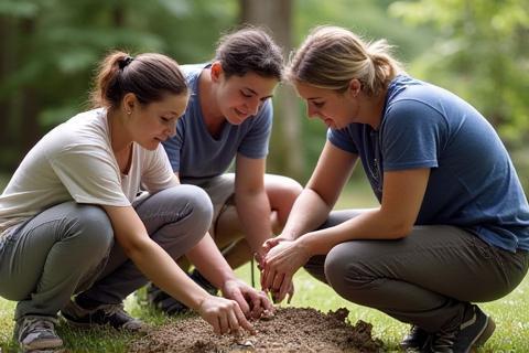 Community members working on a project